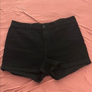 Old Navy Black Jean Shorts Stretchy High-Rise Cuffed